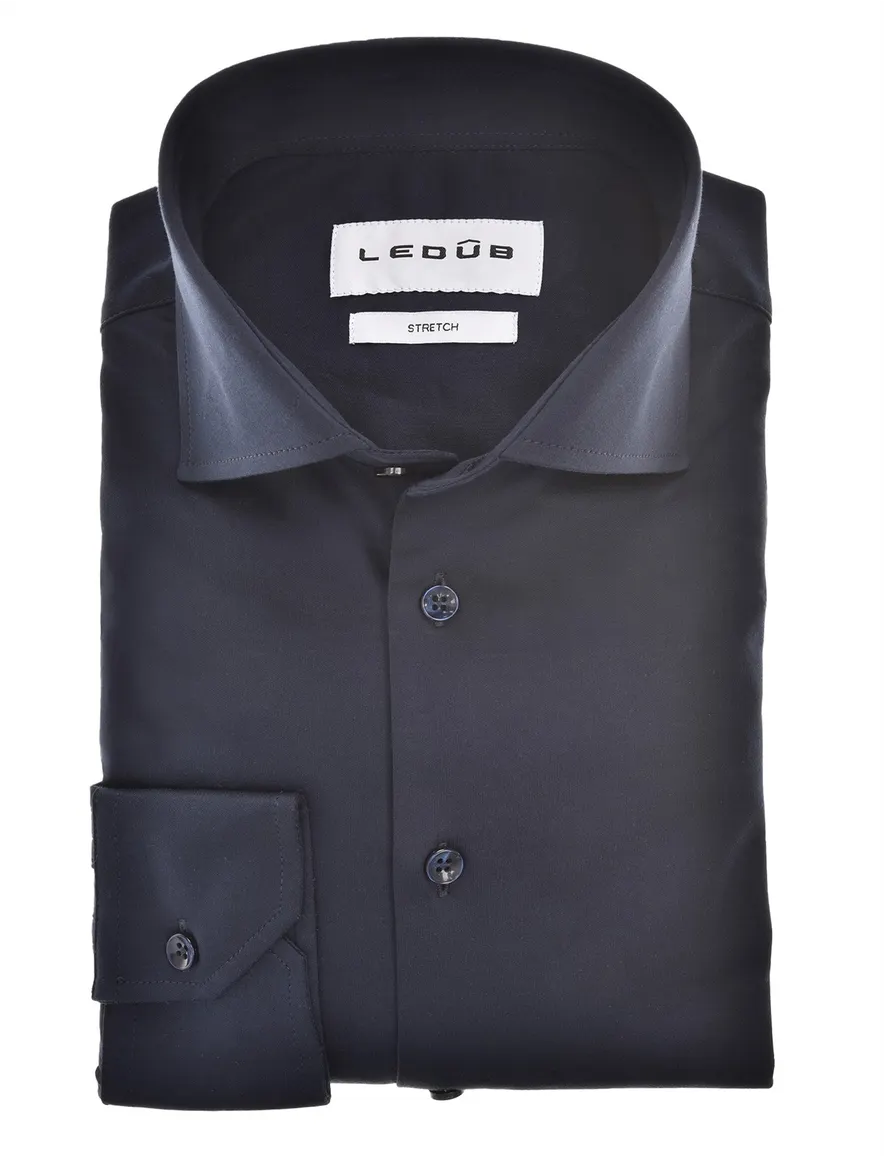 business overhemd donkerblauw Ledub Modern Fit New