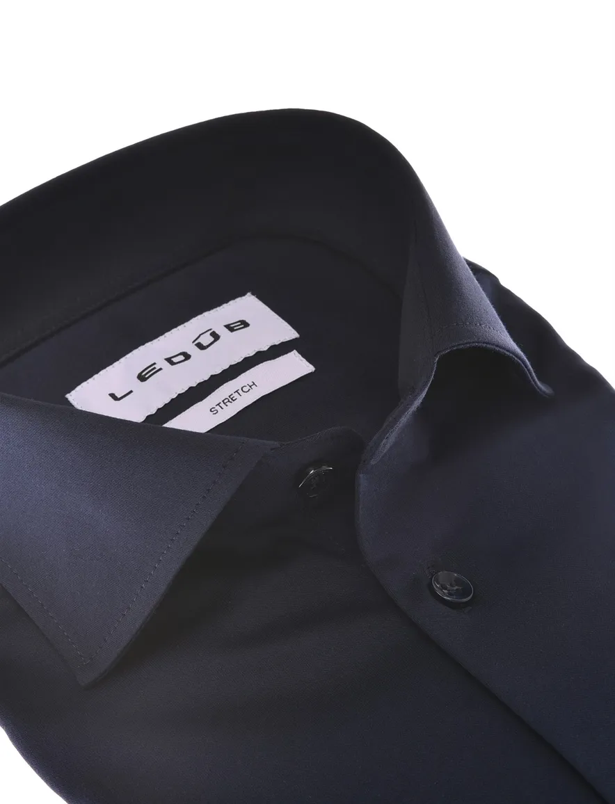 Ledub Modern Fit New business overhemd donkerblauw
