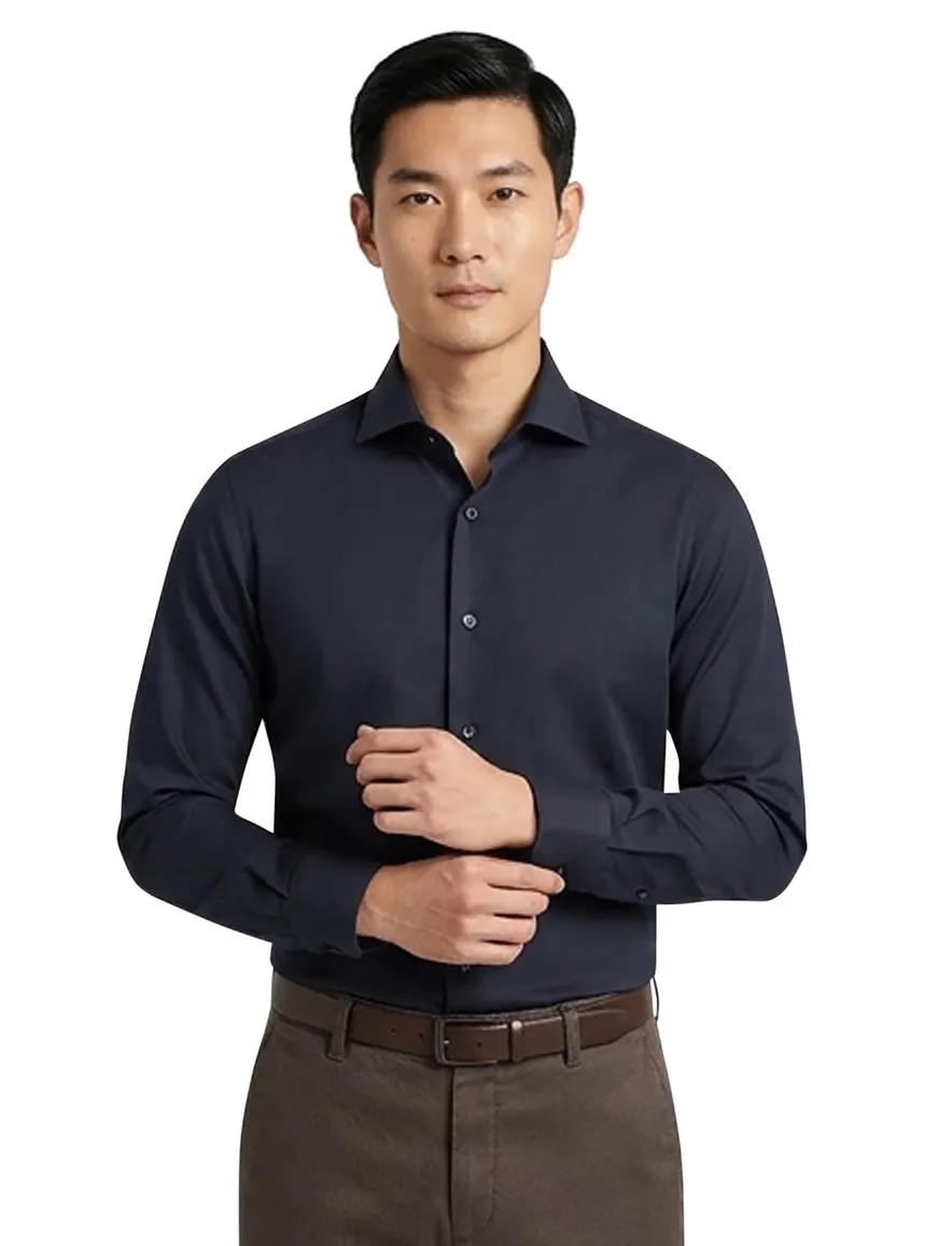 Ledub Modern Fit New business overhemd donkerblauw
