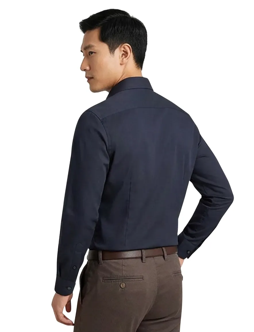Ledub Modern Fit New business overhemd donkerblauw