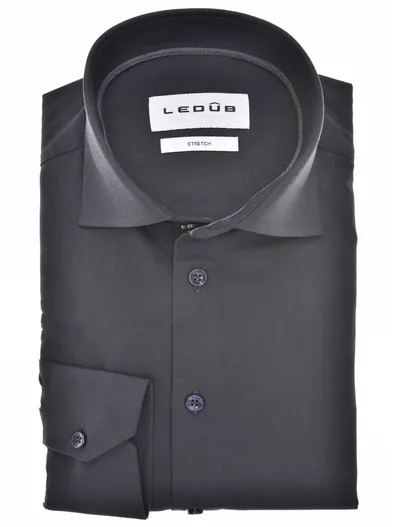 Ledub Ledub overhemd stretch grijs katoen