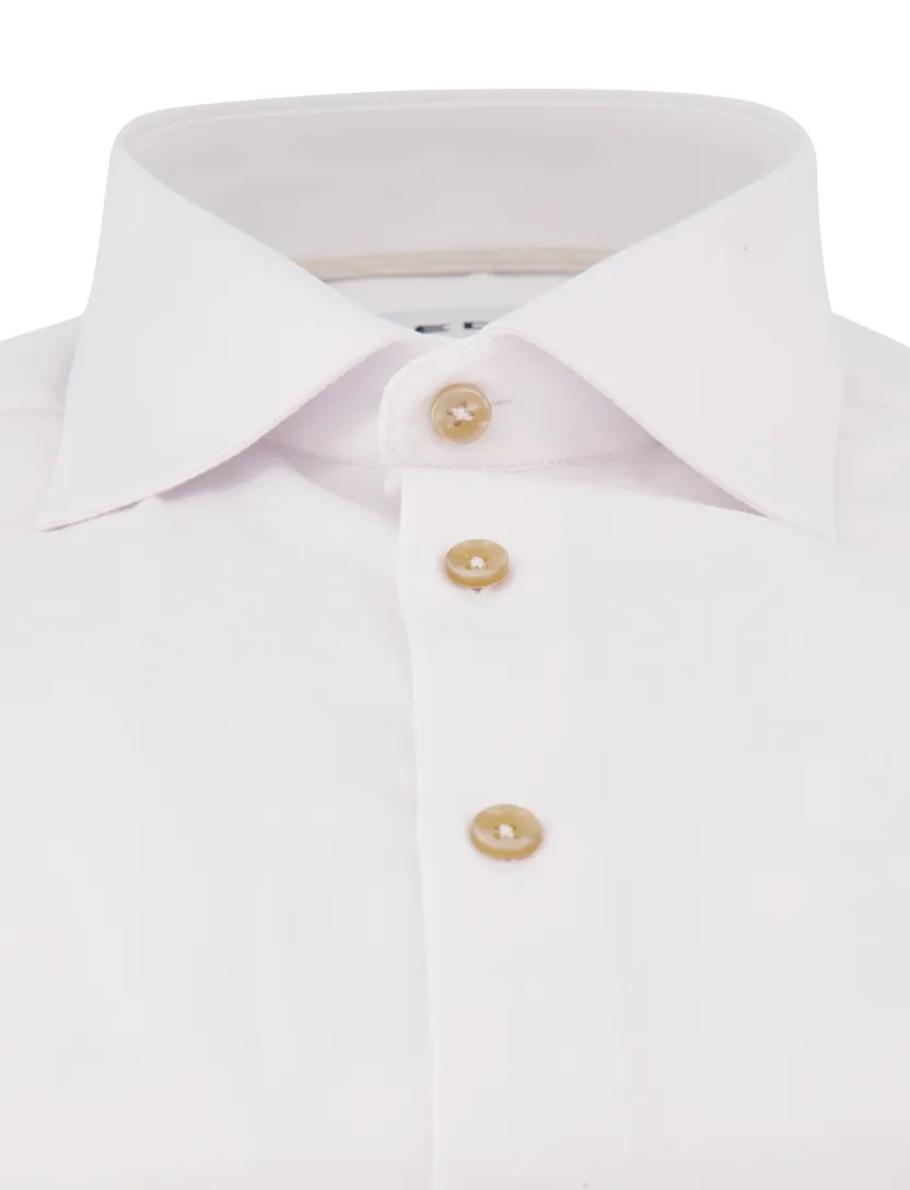 Ledub modern fit stretch overhemd wit katoen