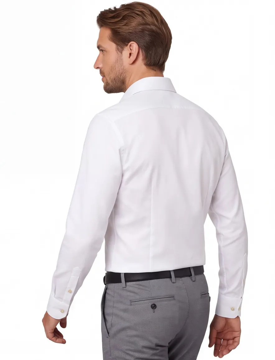 Ledub modern fit stretch overhemd wit