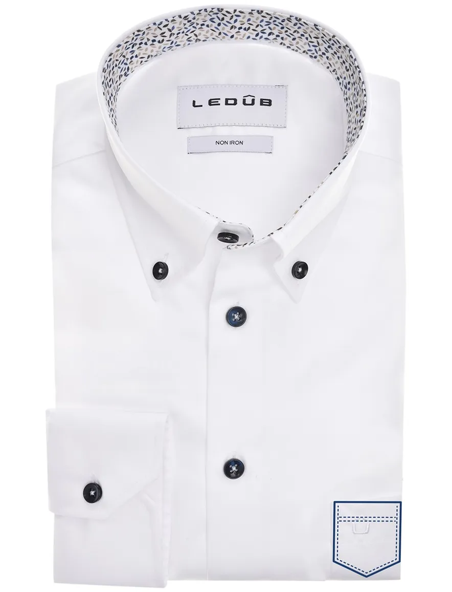 overhemd mouwlengte 7 wit Ledub Modern Fit New