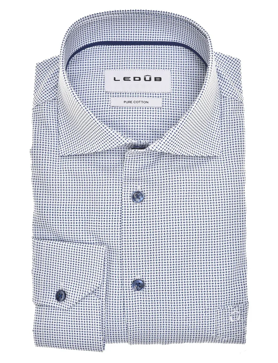 Ledub Modern Fit New overhemd mouwlengte 7 blauw