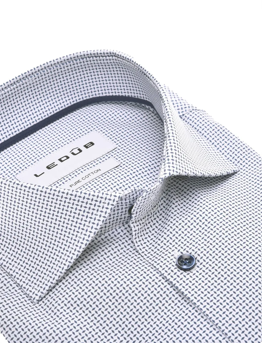 overhemd mouwlengte 7 blauw Ledub Modern Fit New