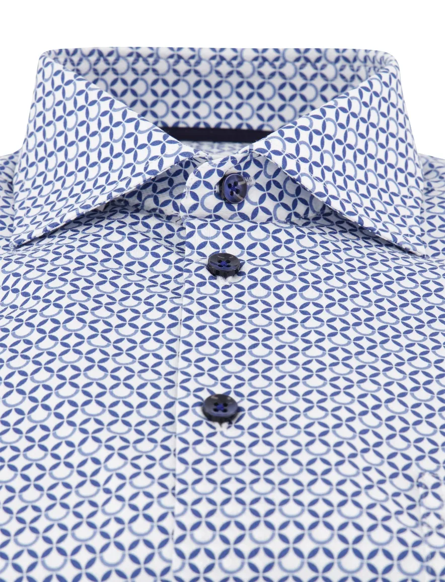 Ledub modern fit blauw geprint katoen ML7