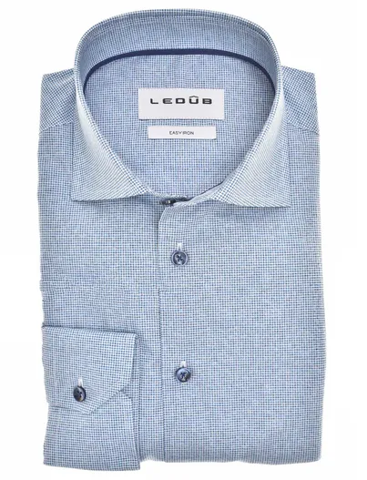 Ledub Ledub overhemd blauw geprint katoen