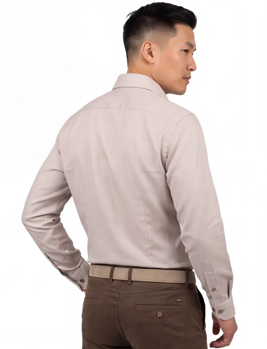 Ledub overhemd effen beige mouwlengte 7