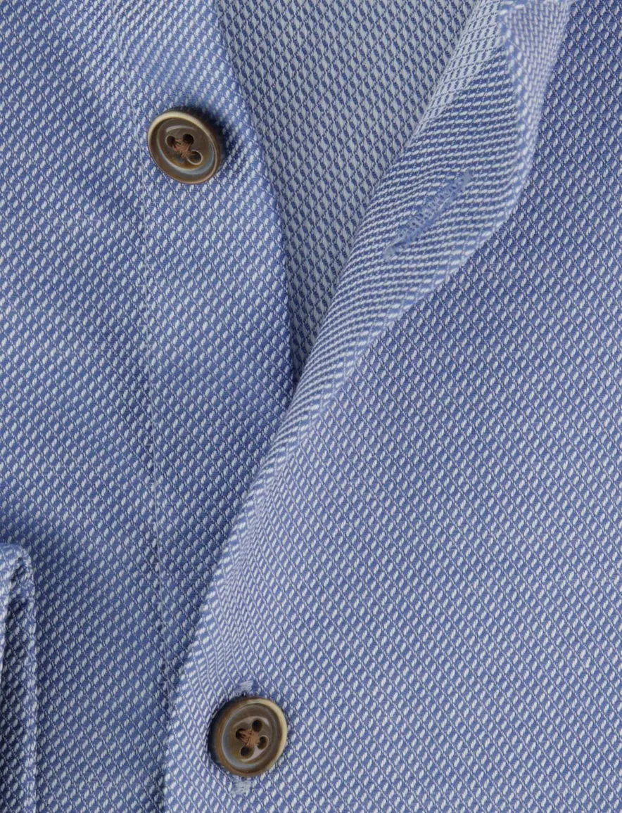 Ledub modern fit overhemd non iron blauw effen katoen ml7