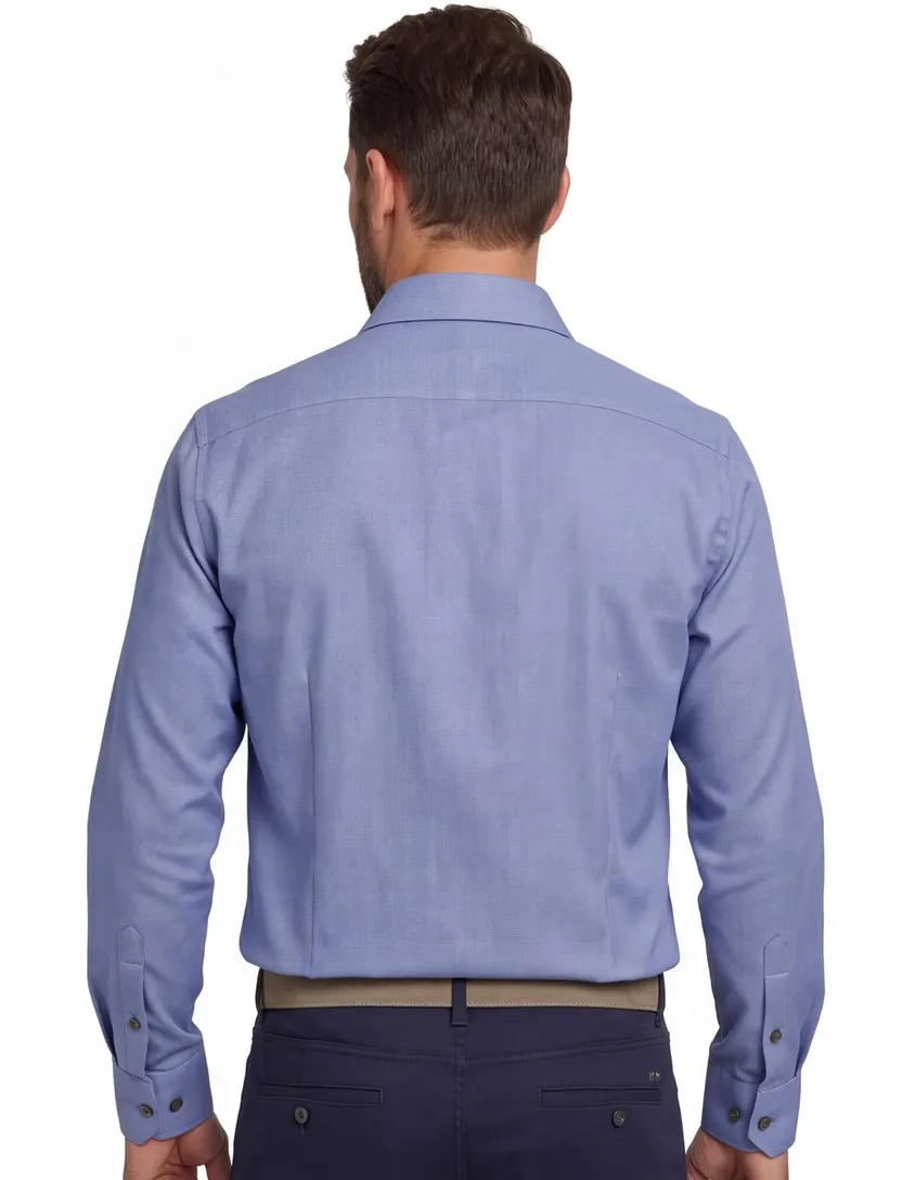 Ledub modern fit overhemd non iron blauw effen ml7
