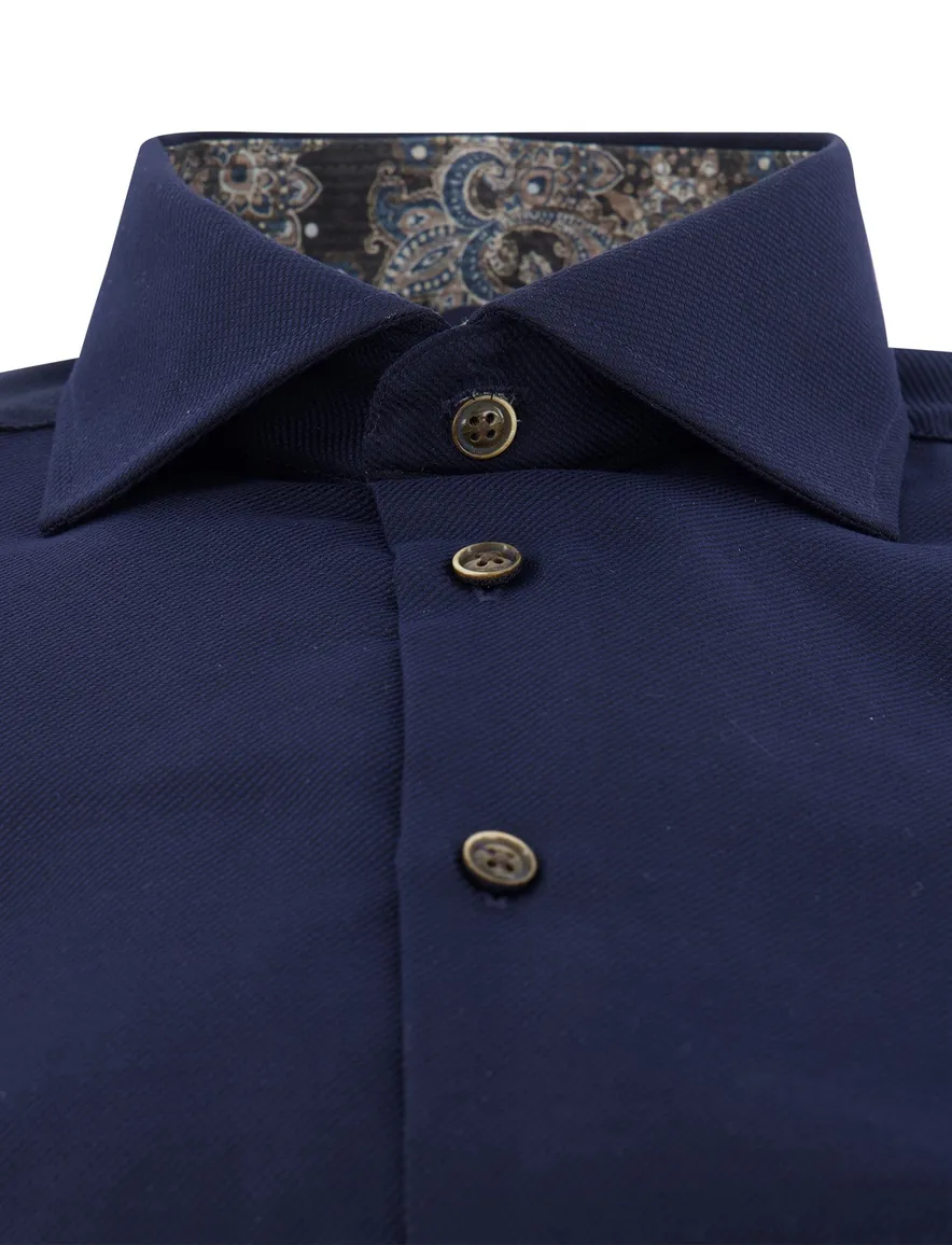 Ledub overhemd donkerblauw strijkvrij
