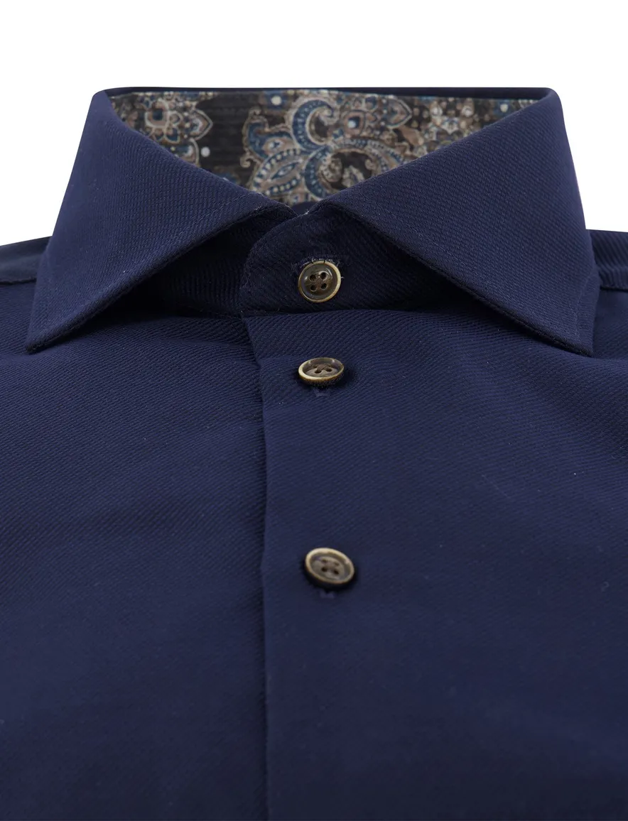Ledub Overhemd Modern fit donkerblauw strijkvrij