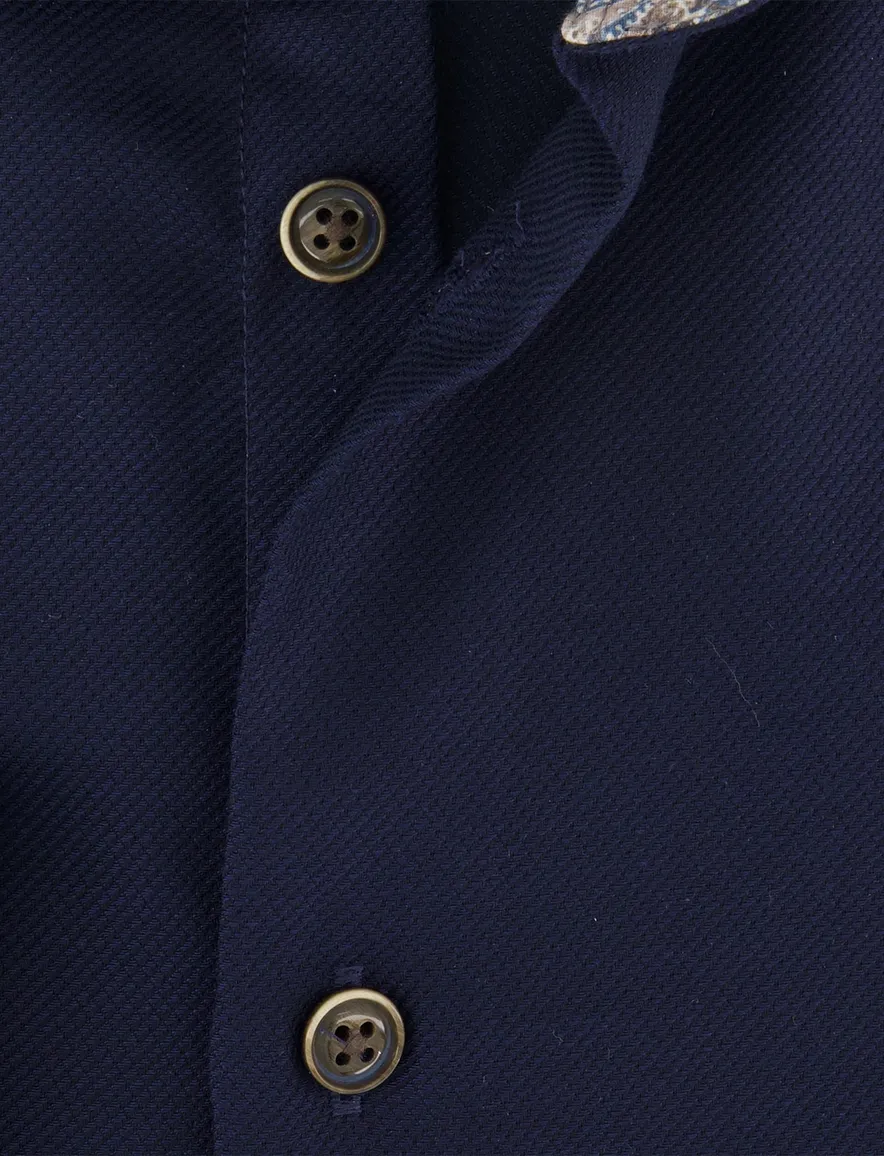 Ledub overhemd donkerblauw effen strijkvrij