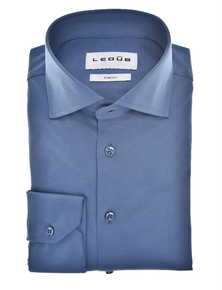 overhemd mouwlengte 7 blauw Ledub Modern Fit New