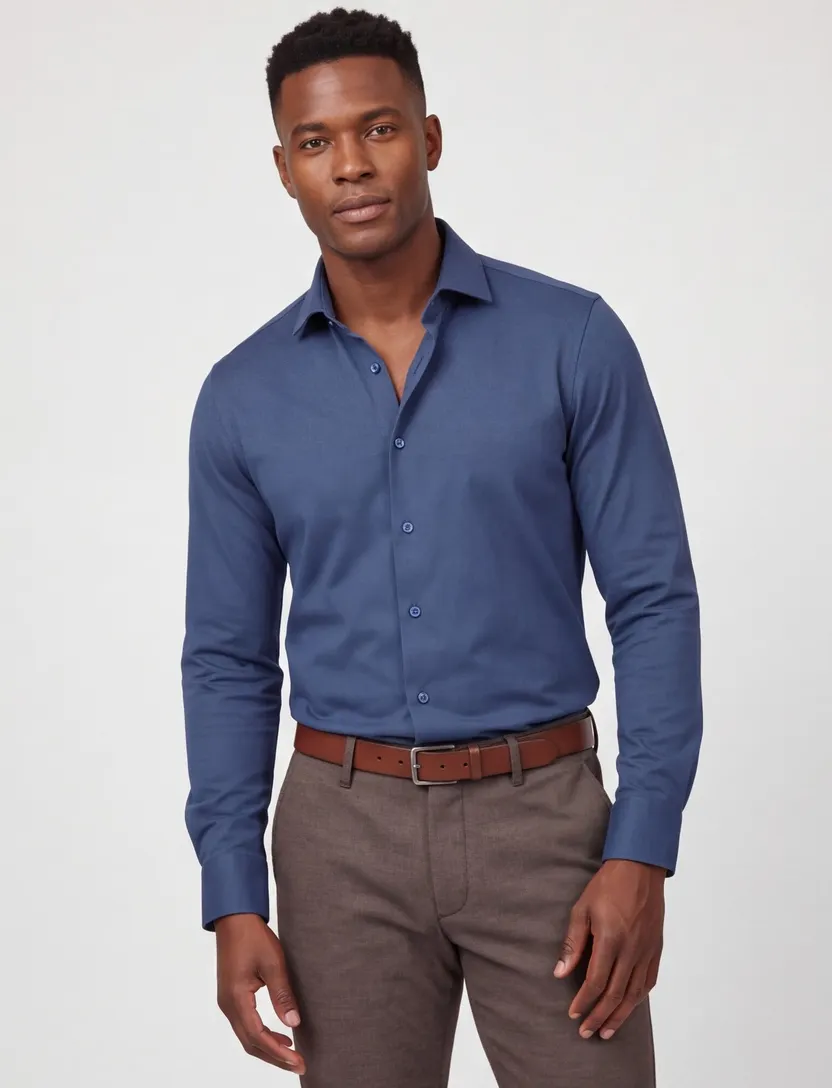 overhemd mouwlengte 7 Ledub Modern Fit New blauw