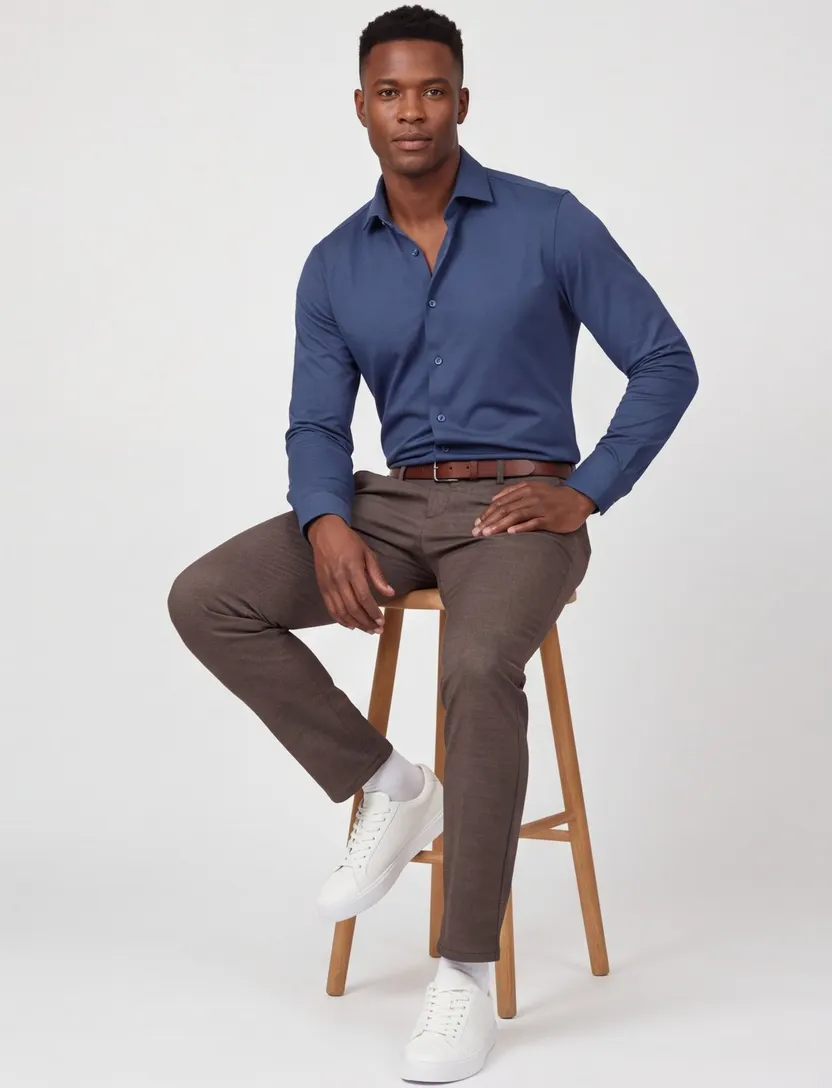 overhemd mouwlengte 7 Ledub Modern Fit New blauw