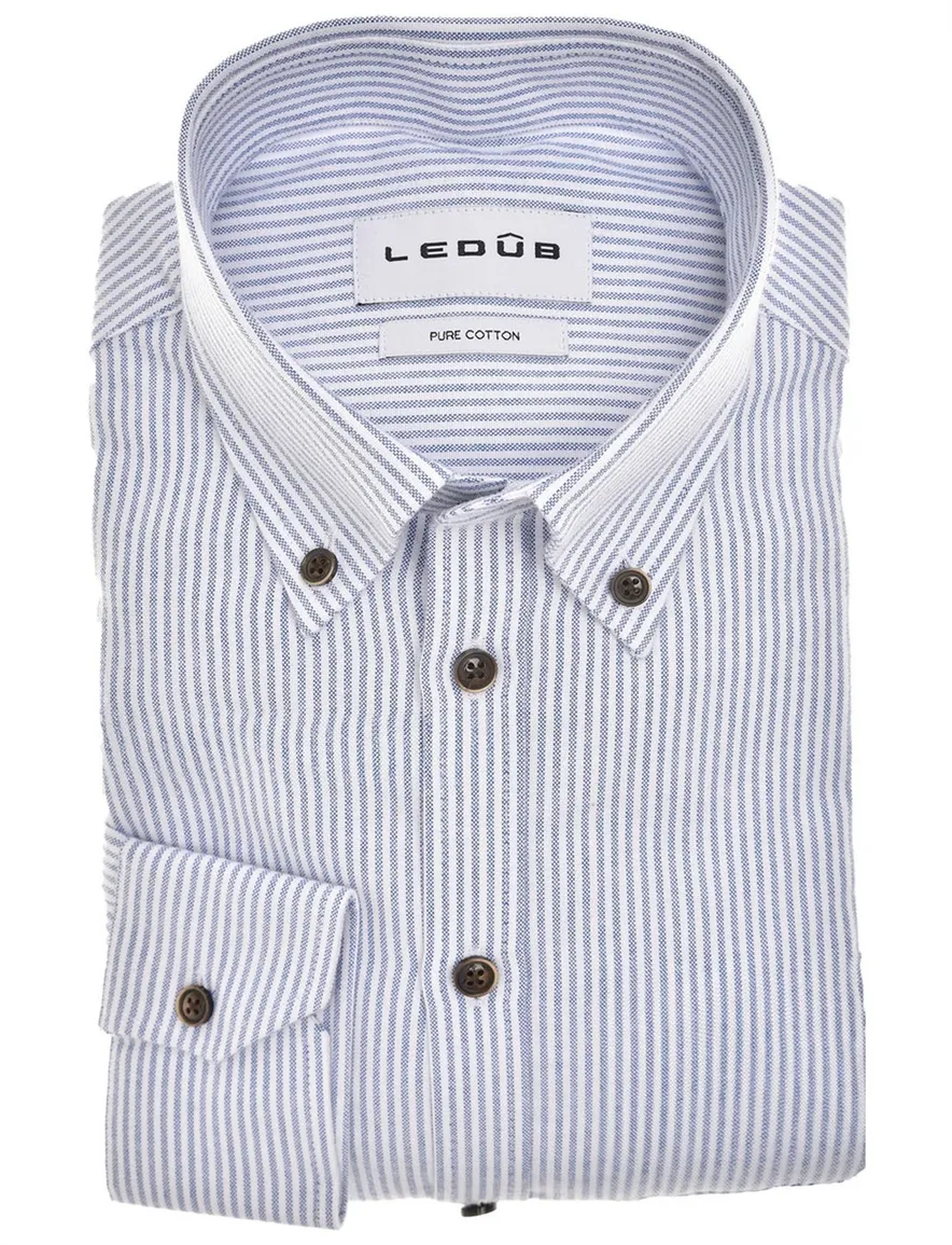 Ledub Modern Fit New overhemd mouwlengte 7 blauw