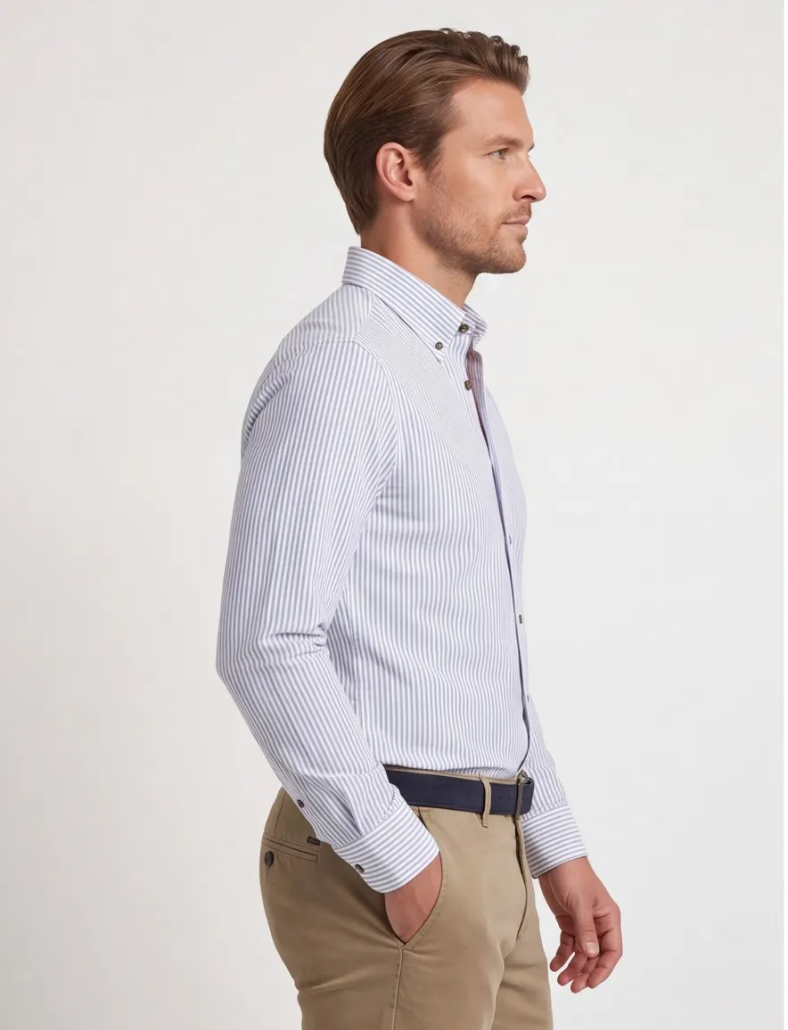 overhemd mouwlengte 7 blauw Ledub Modern Fit New