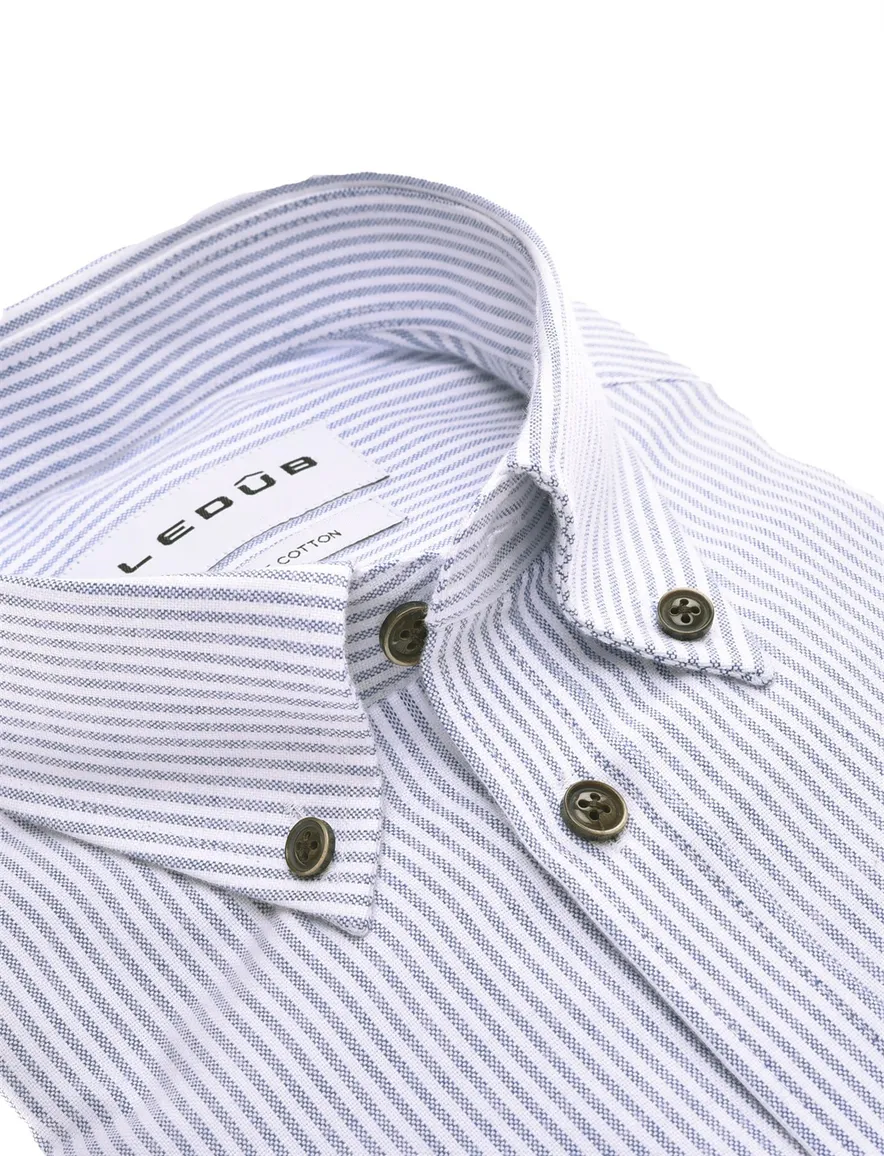 Ledub Modern Fit New overhemd mouwlengte 7 blauw