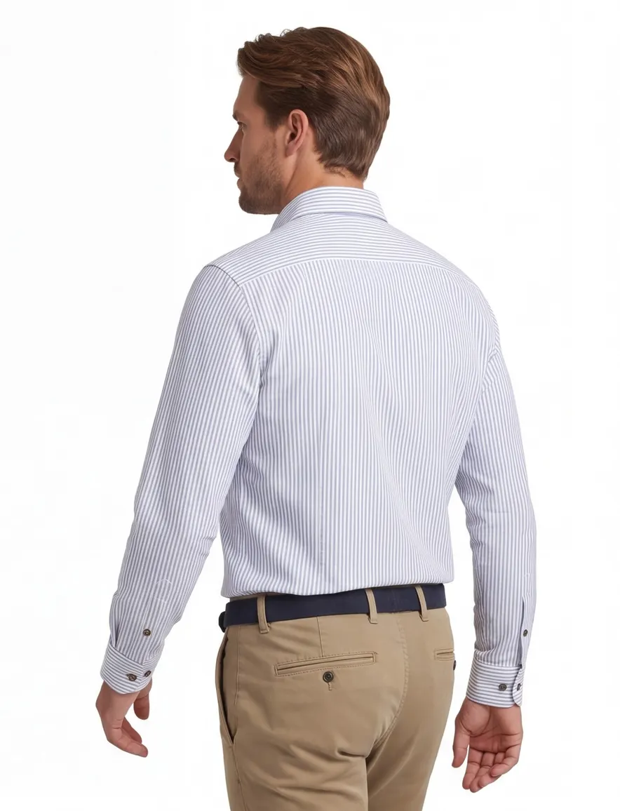 overhemd mouwlengte 7 blauw Ledub Modern Fit New