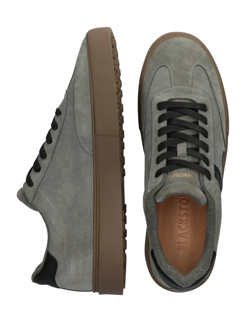 lage sneakers Blackstone grijs suede, rubber en leer