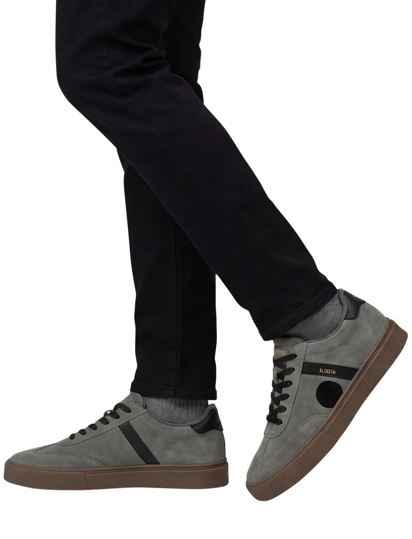 lage sneakers Blackstone grijs suede, rubber en leer