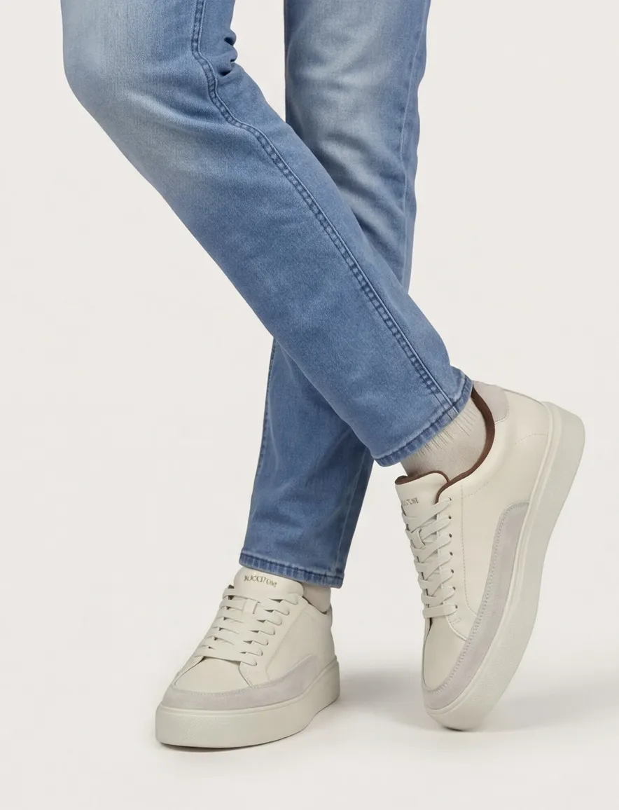 Blackstone sneakers in creme leer