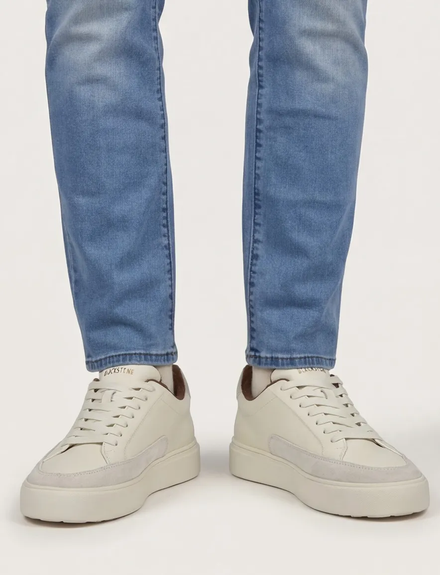 Blackstone sneakers in creme leer