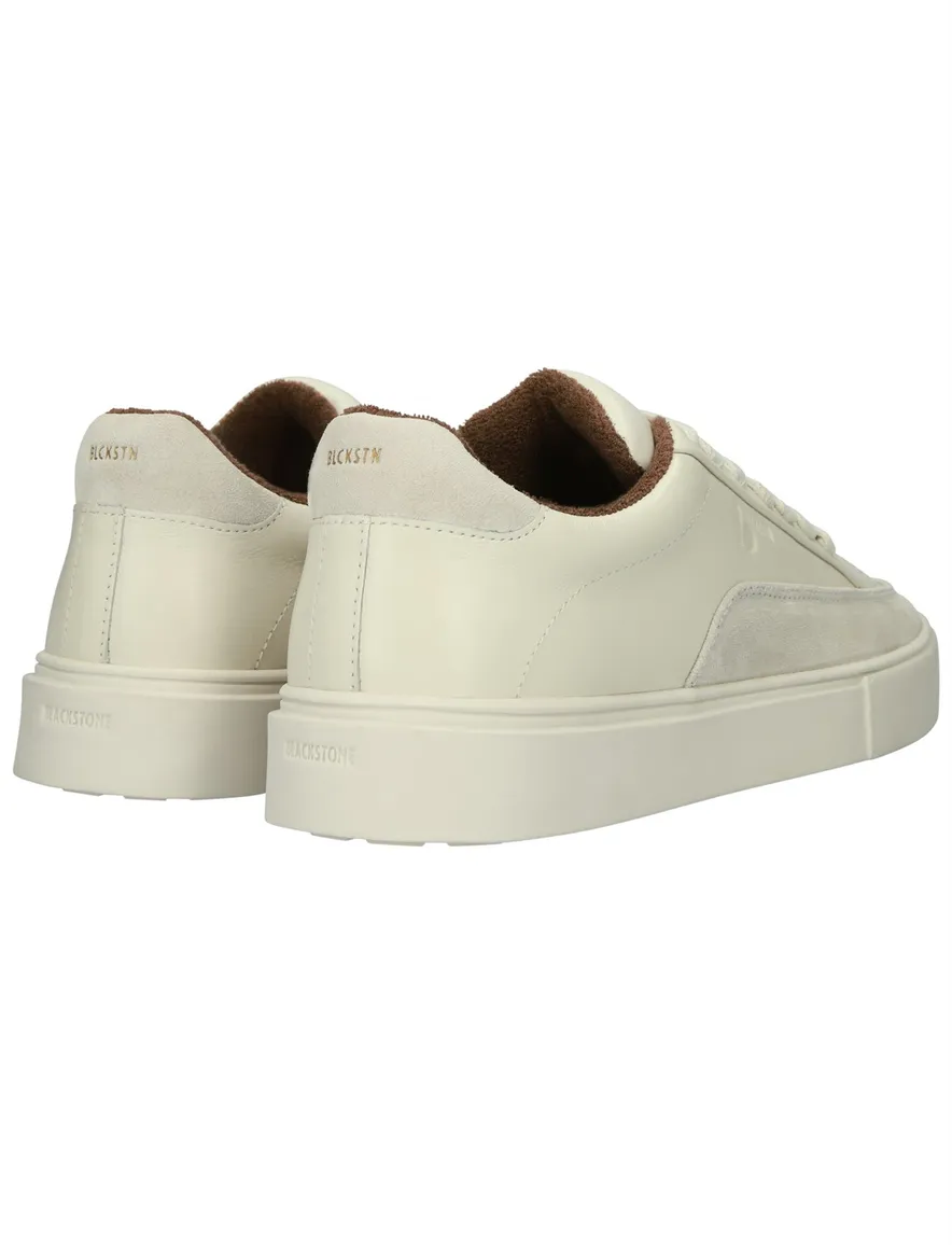 Blackstone sneakers creme effen leer en rubber laag