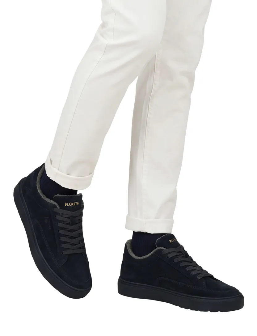 sneakers Blackstone donkerblauw effen suede, leer en rubber