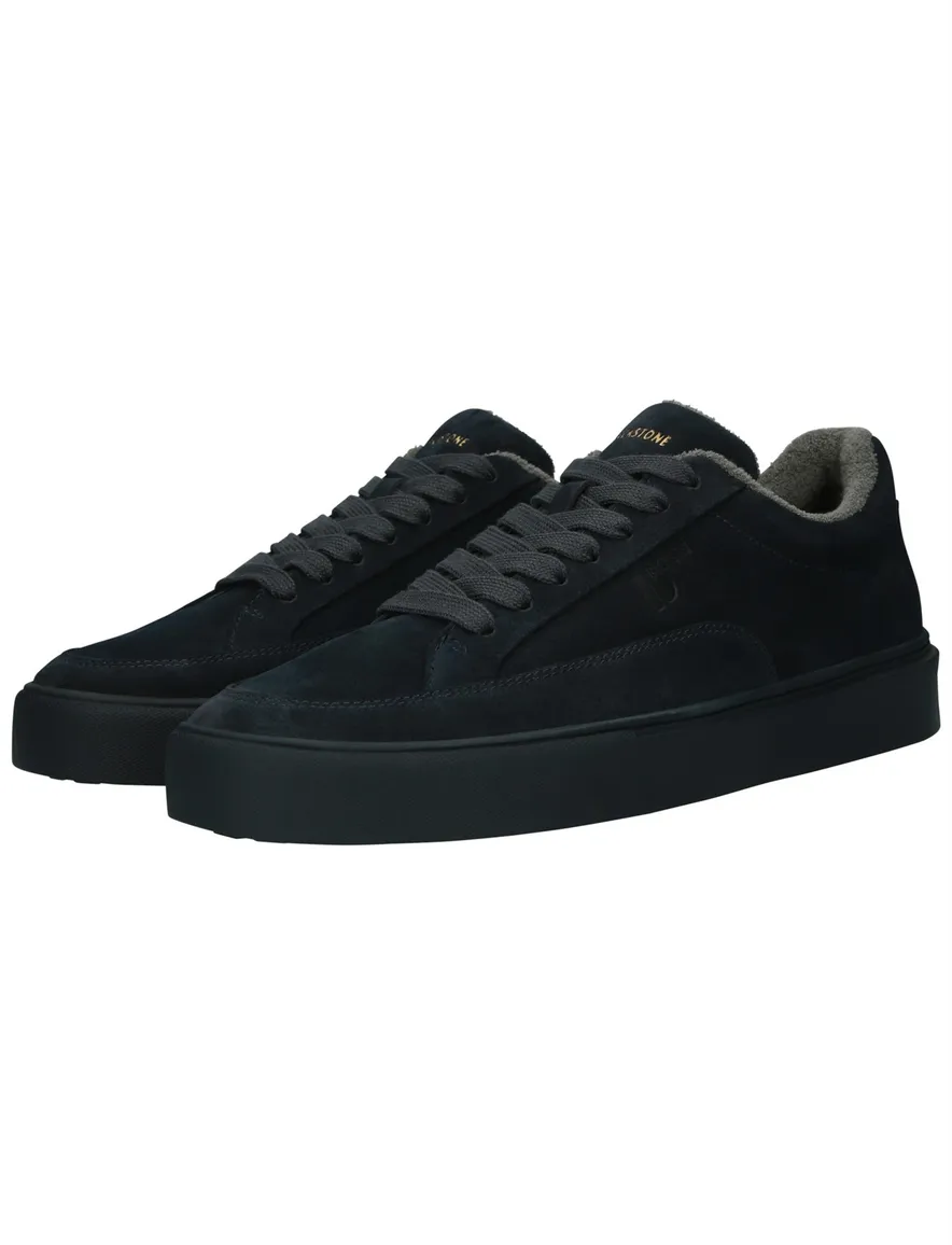 Blackstone lage sneakers donkerblauw navy suede en leer