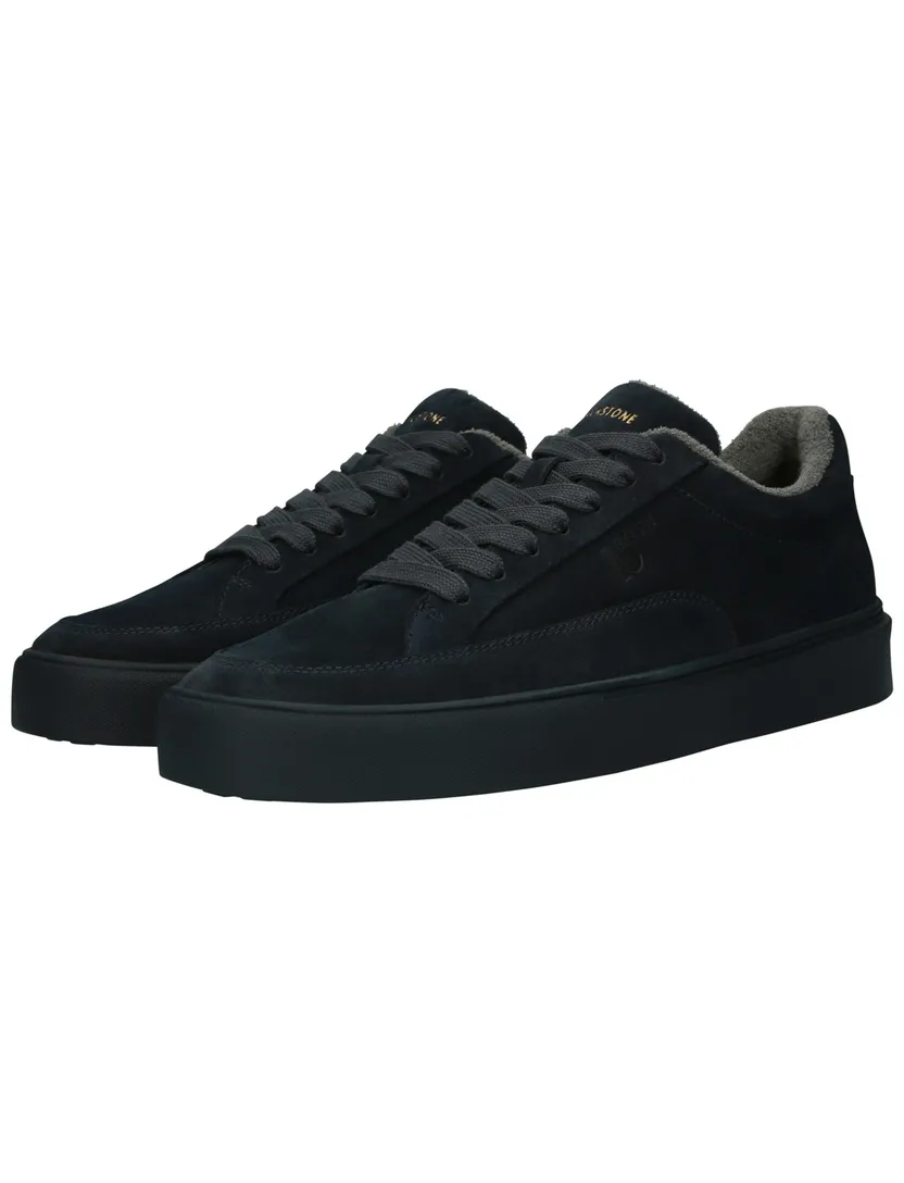 sneakers Blackstone donkerblauw effen suede, leer en rubber