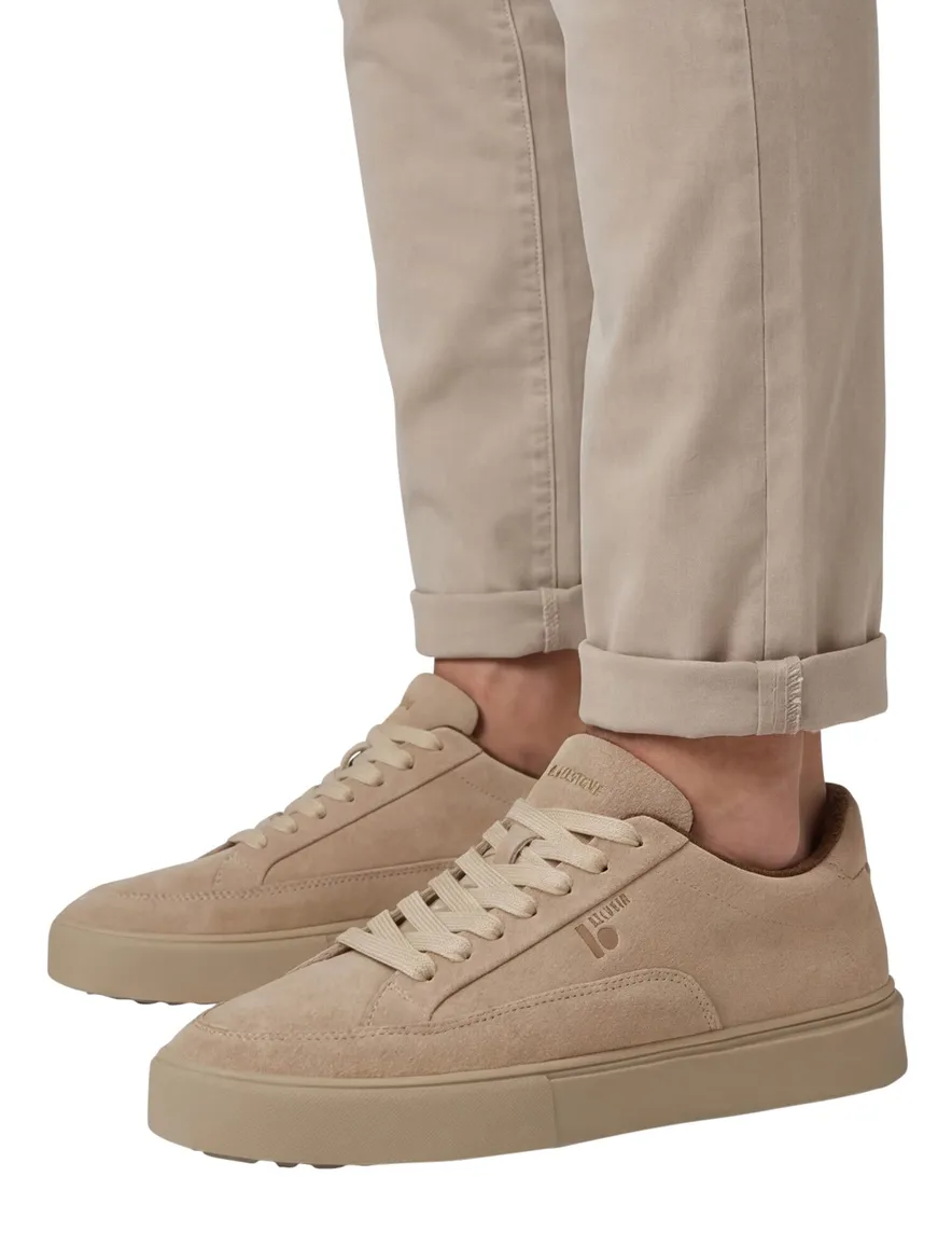 Blackstone lage sneakers beige effen rubber, leer en suede