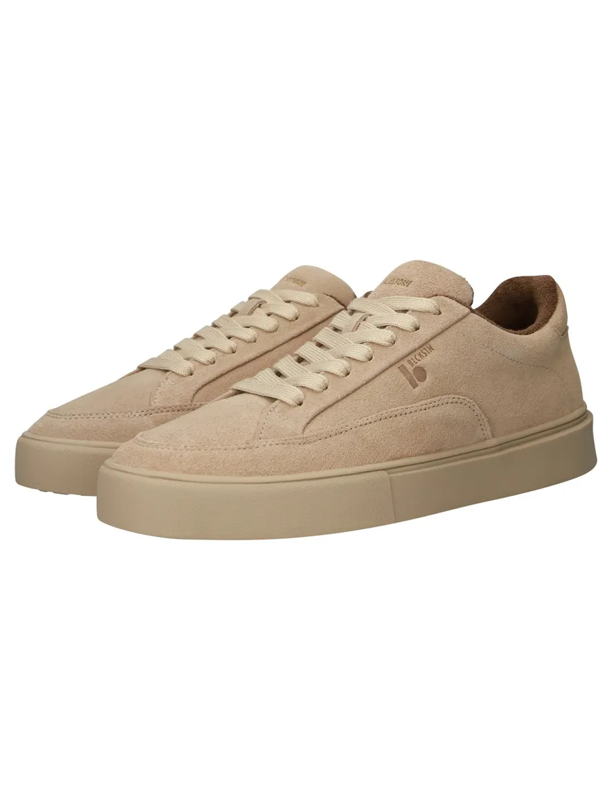 Blackstone lage sneakers beige effen rubber, leer en suede