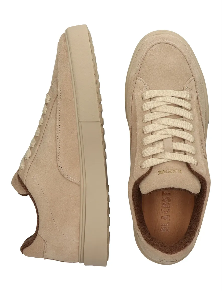 Blackstone lage sneakers beige effen rubber, leer en suede
