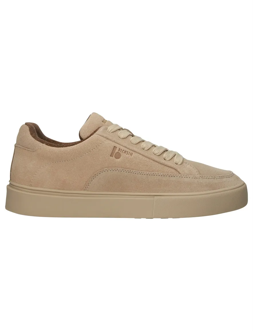 Blackstone lage sneakers beige effen rubber, leer en suede