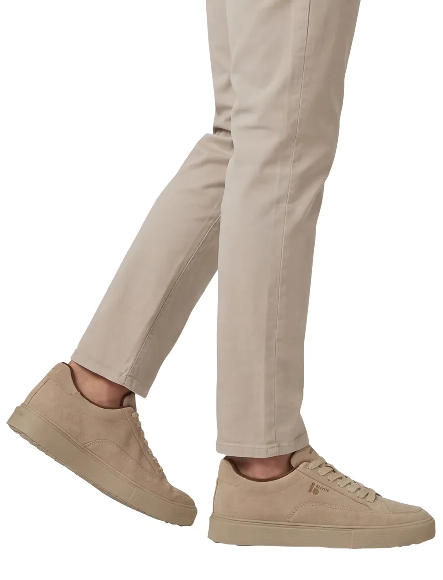 Blackstone lage sneakers beige effen rubber, leer en suede