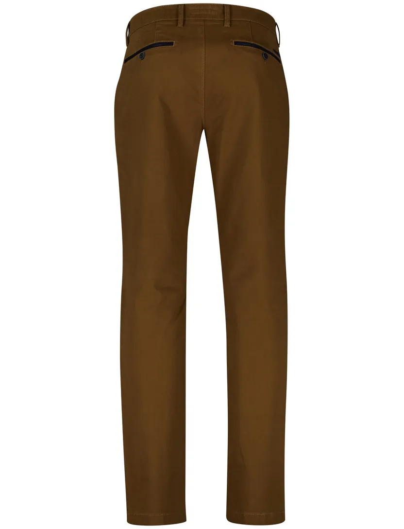 katoenen Gardeur normale fit benny pantalon bruin effen