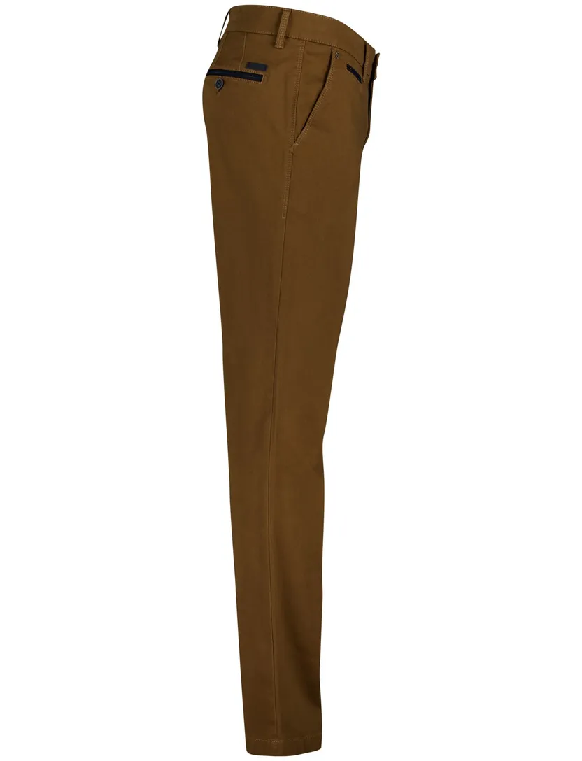 katoenen Gardeur normale fit benny pantalon bruin effen