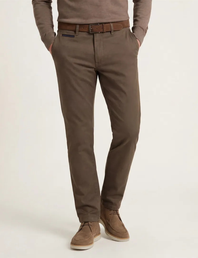 katoenen Gardeur normale fit benny pantalon donkerbruin