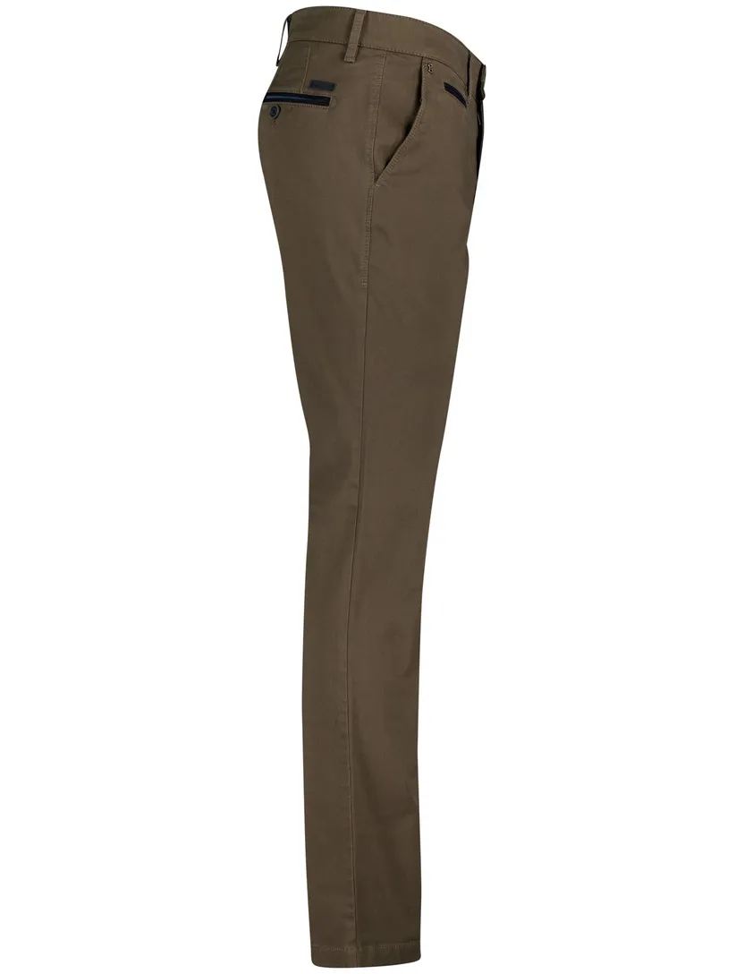 katoenen Gardeur normale fit benny pantalon donkerbruin