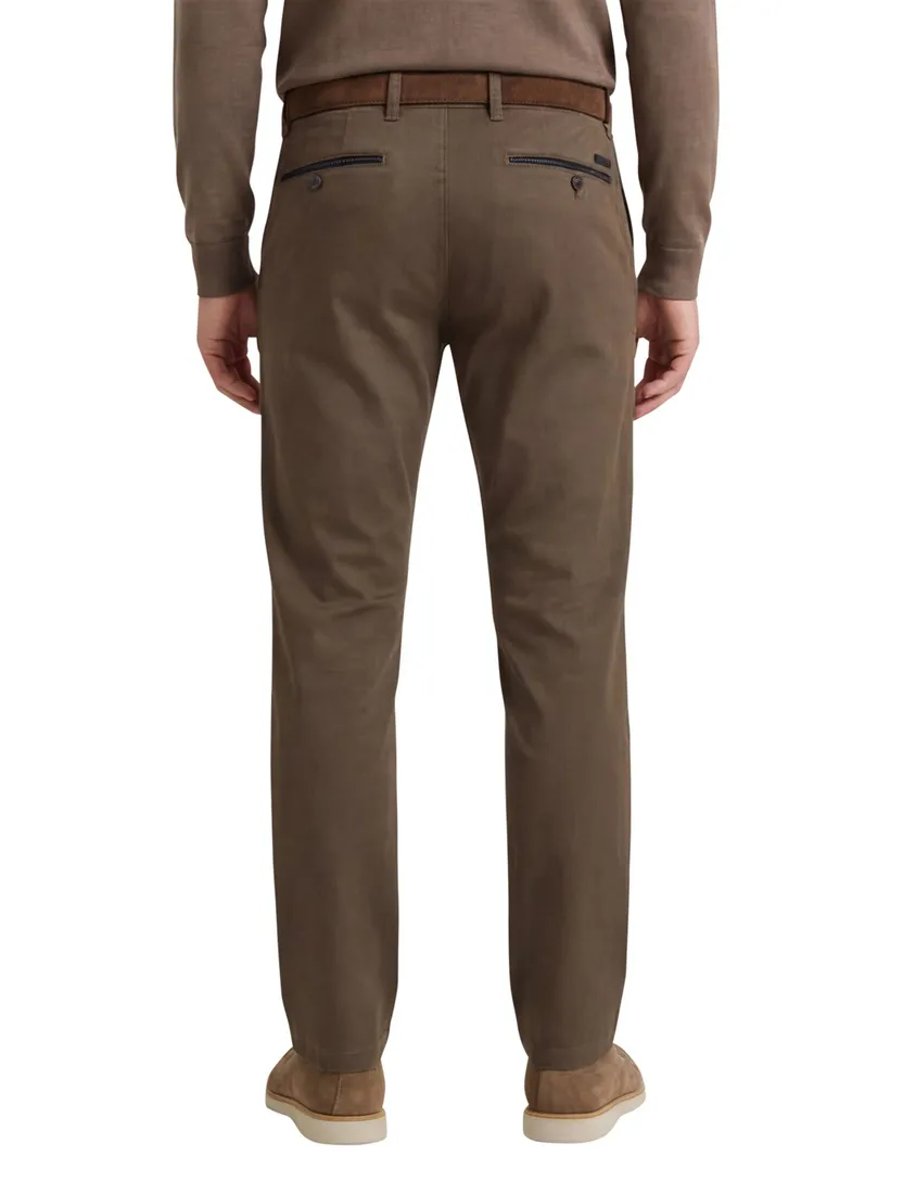 katoenen Gardeur normale fit benny pantalon donkerbruin