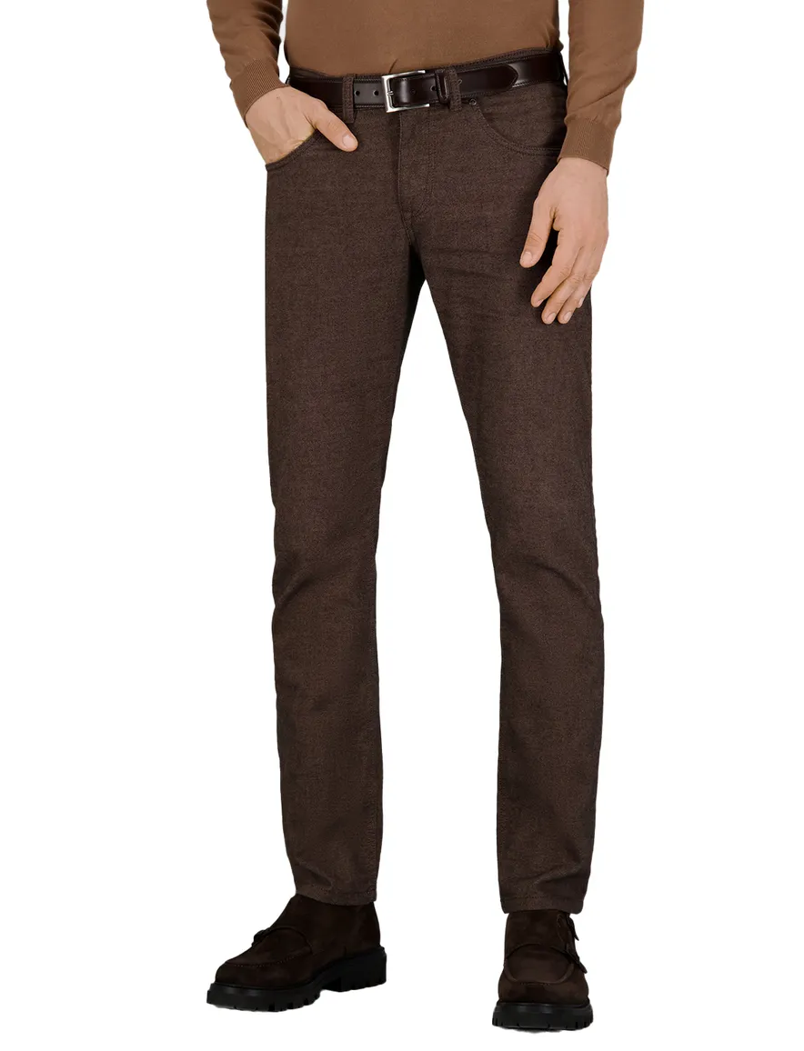 Gardeur pantalon katoen bruin effen normale fit