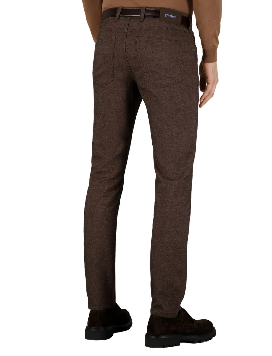 Gardeur pantalon katoen bruin effen normale fit