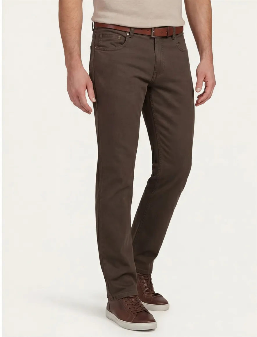 Gardeur normale fit bill pantalon bruin geprint katoen