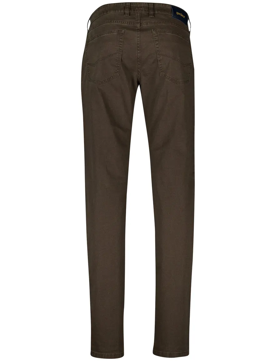 Gardeur normale fit bill pantalon bruin geprint katoen