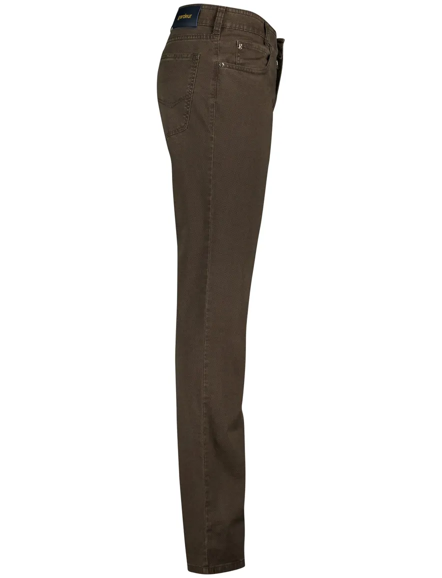 Gardeur normale fit bill pantalon bruin geprint katoen