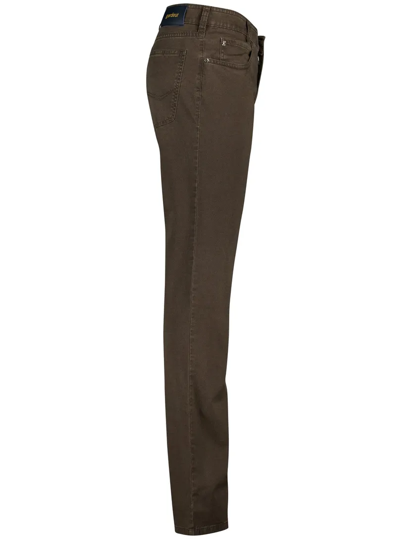 katoenen Gardeur modern fit bill pantalon bruin geprint
