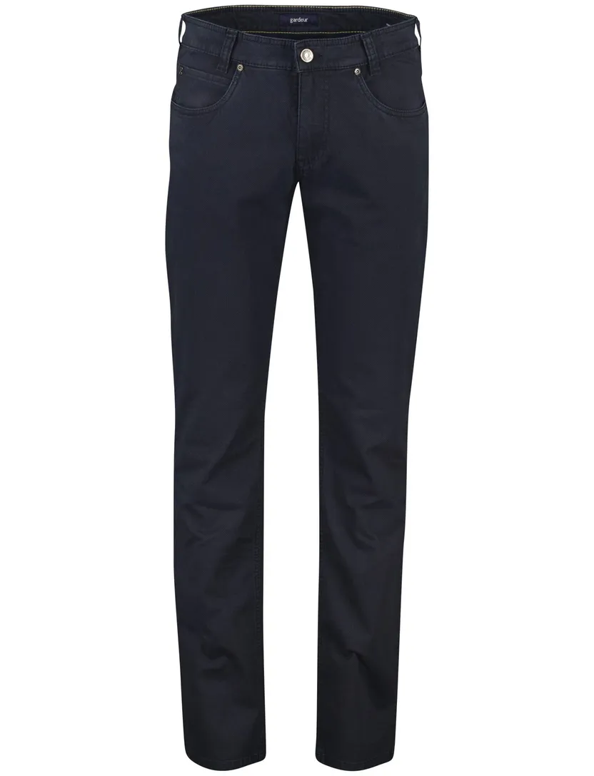 katoenen Gardeur normale fit Bill pantalon effen donkerblauw